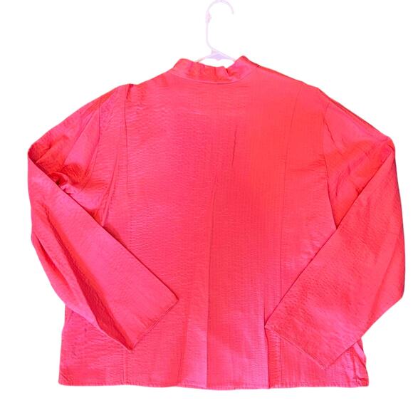 Vintage Linden Hill Pink Coral 100% silk Button up shirt mandarin collar sz XXL - Picture 5 of 5